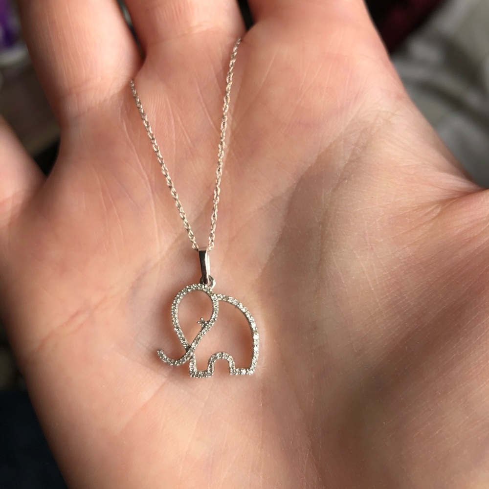 0.10 CT. Diamond Elephant Pendant 10K White Gold